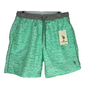 NWT US Polo Assn Green Swim Trunks Men’s Sz Medium Drawstring Waist Fully Lined